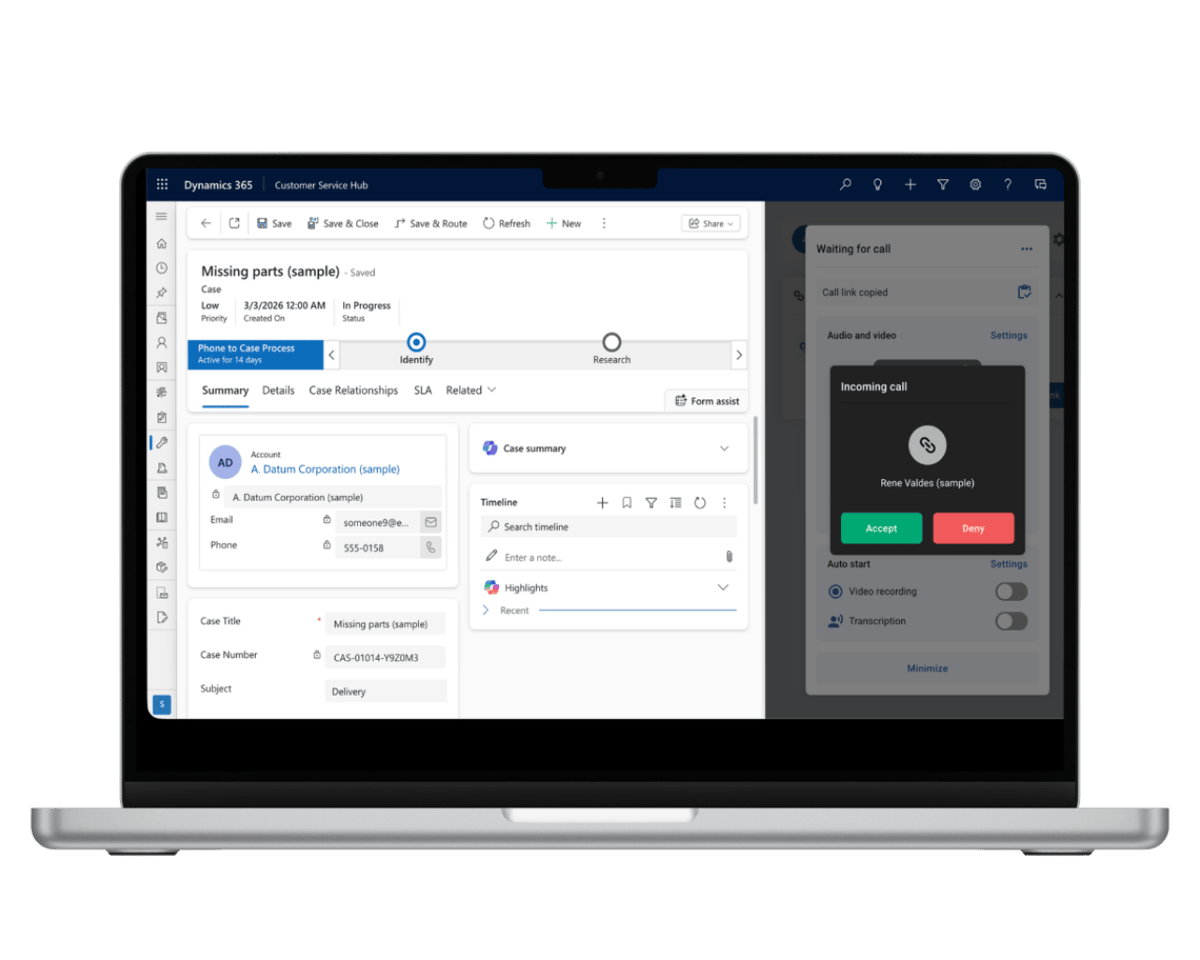 Incoming call Dynamics